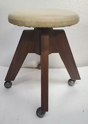 $175 • Buy Vintage Hamilton Adjustable Height Walnut And Steel Artist / Piano Stool 18-24 H