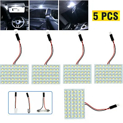 5 X White 48SMD Panel LED Festoon T10 BA9S Adapter Interior Dome Map Light Bulbs • $10.15