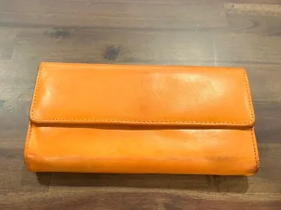 Vintage Firenze VERA PELLE  Tangerine Orange Pumpkin Soft Leather 4 X 7 Wallet • $18