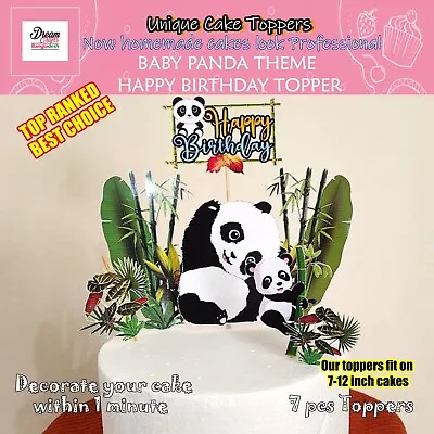 Baby Panda Cake Topper -7 Pcs Birthday Cakes Decoration Fast Delivery Unique  • £3.25