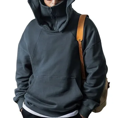 Mens Japanese Techwear Zip Mask Hoodie Pullover Jumper Hooded Sweatshirt Unisex • £101.88