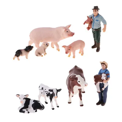 £23.10 • Buy Plastic Happy Farm Lifelike Toy Cows Pigs With Farmers Home Decor Kid's Aids
