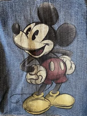 Vtg Disney Store Mickey Mouse Painted Back Rhinestone Denim Jacket Medium • $42.50