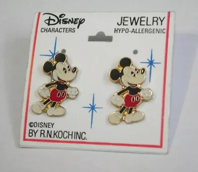 Vintage New Nos Disney RN Koch Mickey Mouse Cloisonne Enamel Pierced Earrings • $5