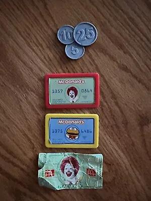 Vintage McDonald's Toy Cash Register Credit Cards Coins & Paper Money • $24.95
