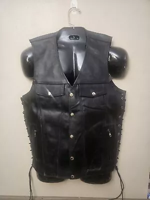 Event Leather Biker Vest Mens Sz Med Harley Motorcycle Rider Patchable Jacket • $24.99