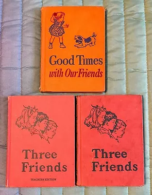 3 Vintage Dick & Jane  Books Good Times With Our Friends 3 Friends TE  1940's • $17.99