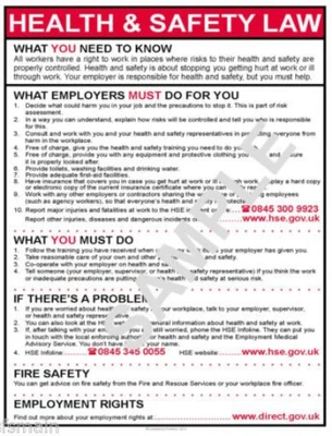 £5.62 • Buy Health And & Safety Work Place Law A5 Laminated Poster For Business Premises