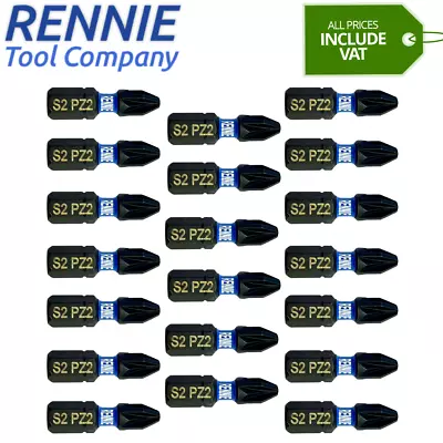 20 X PZ2 25mm Long Magnetic Impact Duty Screwdriver Drill Driver Bits Pozi NO.2 • £6.99