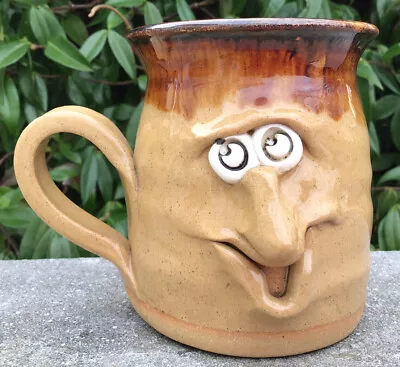 UGLY FACE MUG. Vintage Pottery Handcrafted. Tea/Coffee. Glazed Stoneware. • £5.50