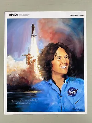 Vintage NASA Art Program Christa McAuliffe Teacher In Space Print 1987 • $49.99