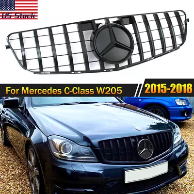 Black GT R Front Grille For Mercedes Benz W204 2008-14 C250 C350 C300 Star Grill • $71.99