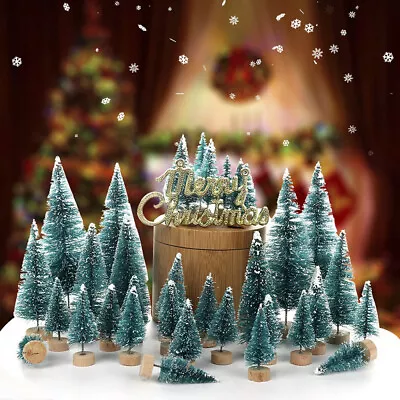 1 Set Miniature Christmas Trees Lightweight Colletible Tiny Snowy Pine Tree • $10.11