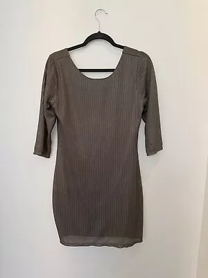 YA LOS ANGELES Women’s Gun Metal Bronze Long Sleeve Mesh Dress Size Large • £19.29