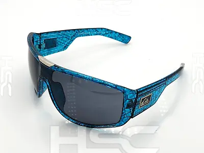 Quiksilver Sports Wrap Shield Sunglasses Black Blue Frame Dark Smoke Lens NEW • $25