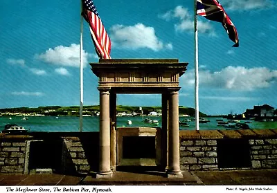 The Mayflower Stone The Barbican Pier Plymouth Massachusetts Postcard • $1.69