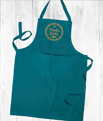 Personalised Embroidered Ladies Kitchen Cooking Apron Cooking Apron With Pockets • £14.50