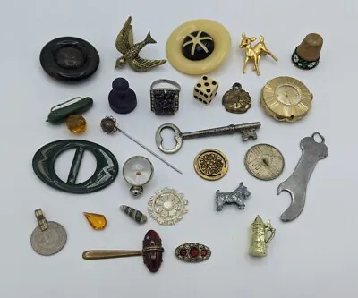 Vintage Junk Drawer Lot Assorted Items Miniatures Key Jewelry Etc • $24.95