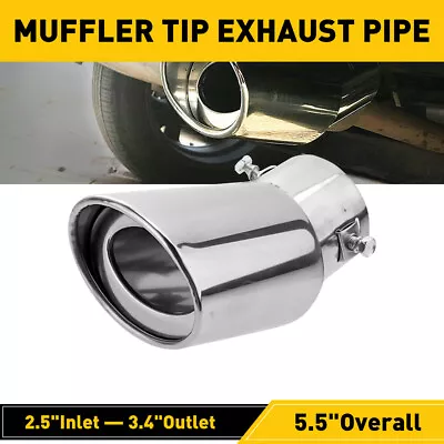 Chrome Car Exhaust Pipe Tip Rear Tail Throat Muffler Stainless Steel Accessories • $11.99