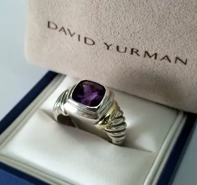 David Yurman - 14K Gold & Sterling Silver Amethyst Cable Ring - 7 - Stunning! • $265