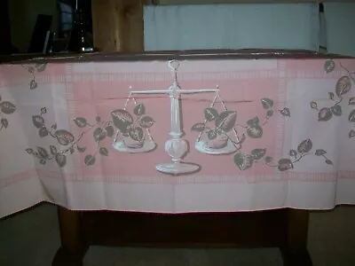 Vintage California Hand Prints Tablecloth Philodendron Pink • $19.99