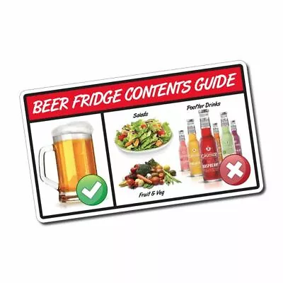 Beer Fridge Contents Guide Sticker / Decal - Funny Mancave Sign Bar Warning Aus • $11.50