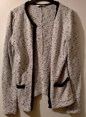 Miss Selfridge  Jacket  Style Cardigan Size 8. Edged In Black Ruffle Lace • £3.25