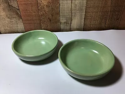 Vintage La Solana Stoneware Set Of 2 Salad Bowls Green 6 1/4  • $20