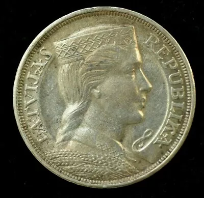 1931 Litvia 5 Lati Silver Large Coin 25 Grams 37mm - Uncirculated Conditio • $71.25