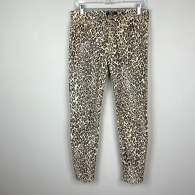 7 For All Mankind Jeans Women Size 27 The Slim Cigarette Gold Zips Cheetah Print • $24.95