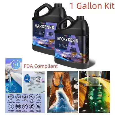 Crystal Clear Epoxy Resin - 1 Gallon Kit - FDA Compliant Food Safe 1:1 • $48