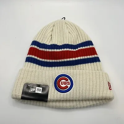 New Era Chicago Cubs Beanie Hat Cap Toboggan MLB Cream Blue Red One Size NEW • $24.99