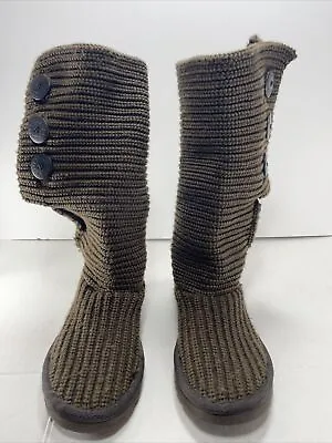 UGG 5819 Cardy Knit Sweater Button Brown Winter Snow Boots Women Sz 8 • $31.99