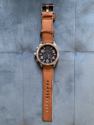 £65 • Buy Nixon Mens Watch 51-30 Chrono Stainless Steel 15I Blue Face With Leather Strap