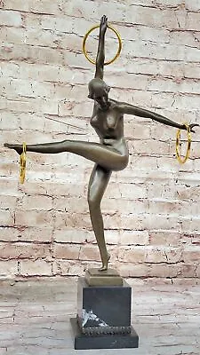 Signed Duveries Juggler Bronze Marble Sculpture Statue Figurine Figure Artwork • $419