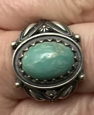 Carolyn Pollack Sterling Silver Green Turquoise Thunderbird Ring Size 7 • $106.20