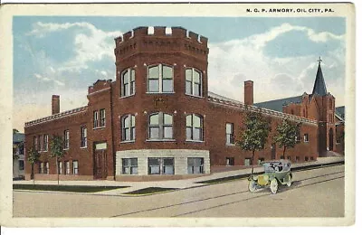 CP-161 PA Oil City N.G.P. Armory White Border Postcard Old Car Church Robbins  • $12.50