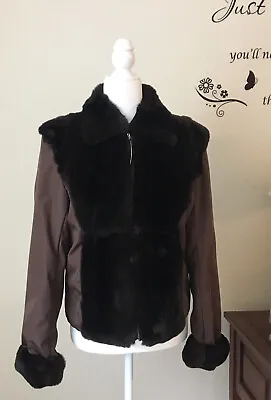 Ebene By Patrick Assuline Rabbit Fur Coat Sz 2 / S Brown Soft • $69