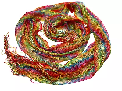Scarf Layer Sheer Rainbow Chevron Knit Design Lightweight Festival Season • $2.99