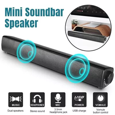 Stereo Wired Sound Bar Soundbar USB Speaker For PC Cellphone Desktop Laptop • £16.99