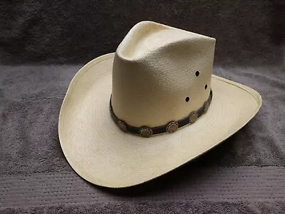 Vintage American Hat Company Genuine Panama Hat Straw Cowboy Hat Men 7 1/4 New! • $100