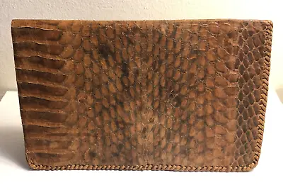 Vintage 7  Handsewn Handmade Snake Skin Wallet Billfold Travel & Passport Folio • $21