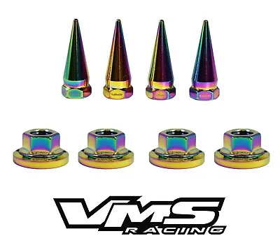 6 Vms Racing 14mm Strut Tower Spikes Neo Chrome Washers Nuts For Mitsubishi • $39.95