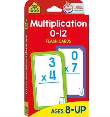 School Zone - Multiplication 0-12 Flash Cards - Ages 8+ 3Rd Grade 4Th Grade E • $5.40