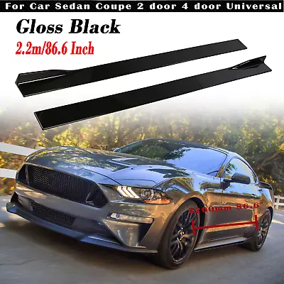 For Ford Mustang Glossy Black 86.6  Side Skirts Rocker Panels Lip Splitters • $48.98