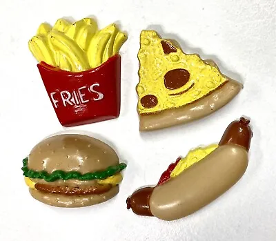 Vintage Lot Of 4 Food Themed Refrigerator Fridge Magnets Hotdog Hamburger Pizza • $11.79