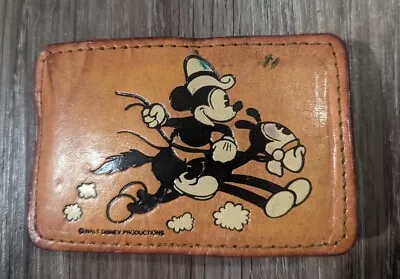 Vintage Walt Disney Productions Mickey Mouse Cowboy Leather Belt Buckle • $64.99