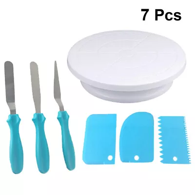 7PCSCake Leveler Pad /Set Cake Turntable Stand Icing Tips Spatula Cake • £19.65