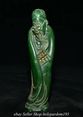 7.8  Old Chinese Green Jade Carved Figure Human Man Abacus Statue Sculpture • £155