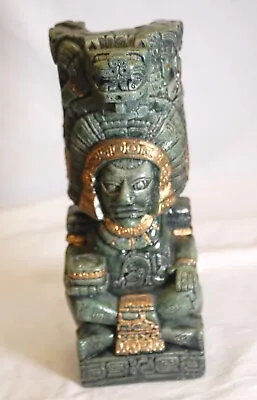 Aztec Mayan Mexico Crushed Malachite Stone Resin Gold Trim Statue Figurine • $69.99